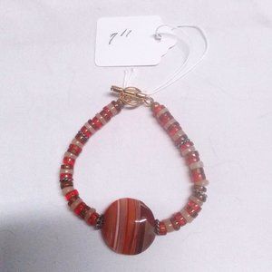 Handmade Bracelet Banded carnelian agate healing stones size 7